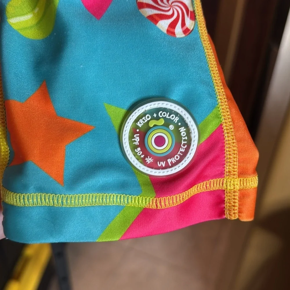 KRIO Color Elefante Circus UV Sunsuit UPF 50+ One Piece Swim Rash Guard Size 4-6